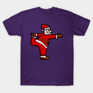 Santa Doing Yoga Christmas Matching T-Shirt